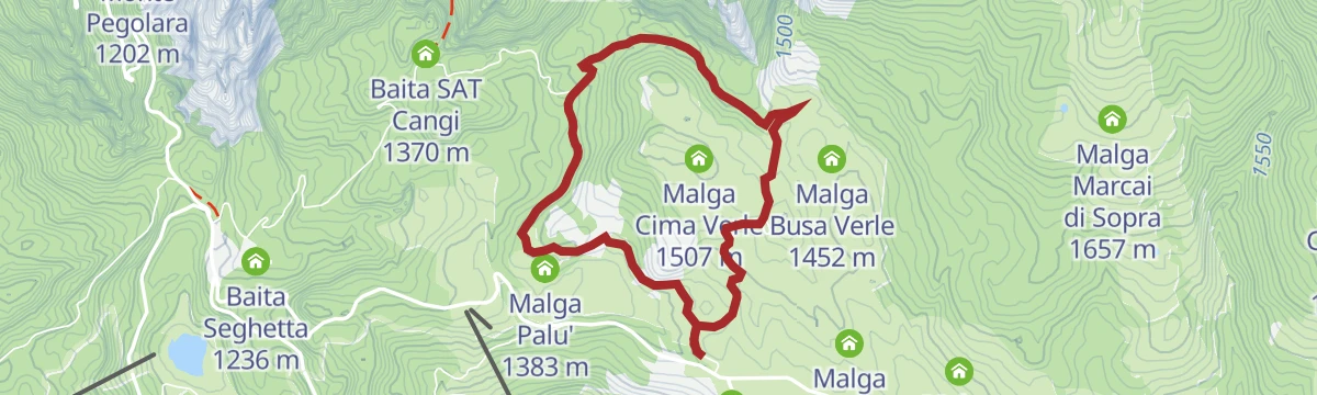 Route map: Walk - Mountain Huts Loop - Vezzena Plateau "Ring around the Verle hill"
